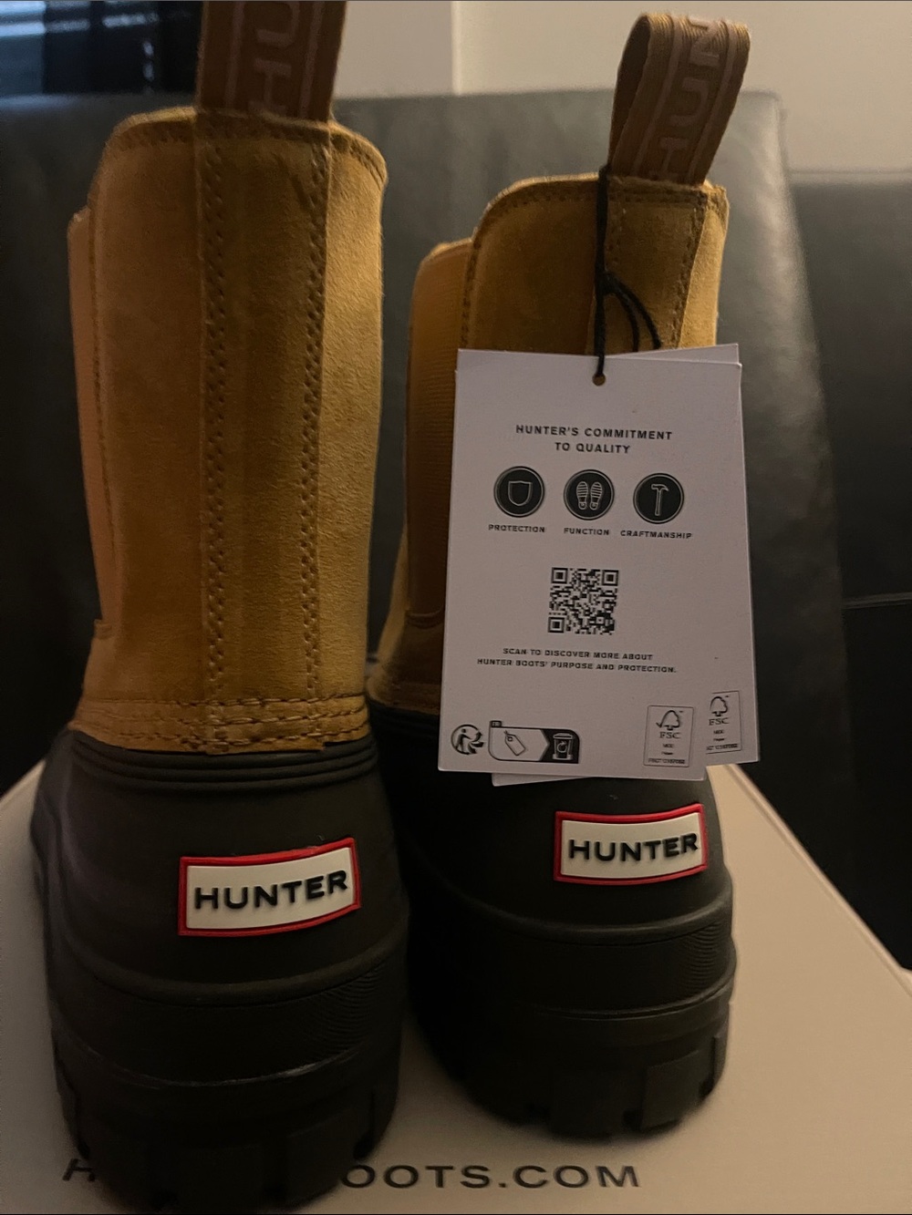 Hunter Women’s Sutton Waterproof Brown & Camel Color Duck Boots Sz 11 NWB - Picture 16 of 17